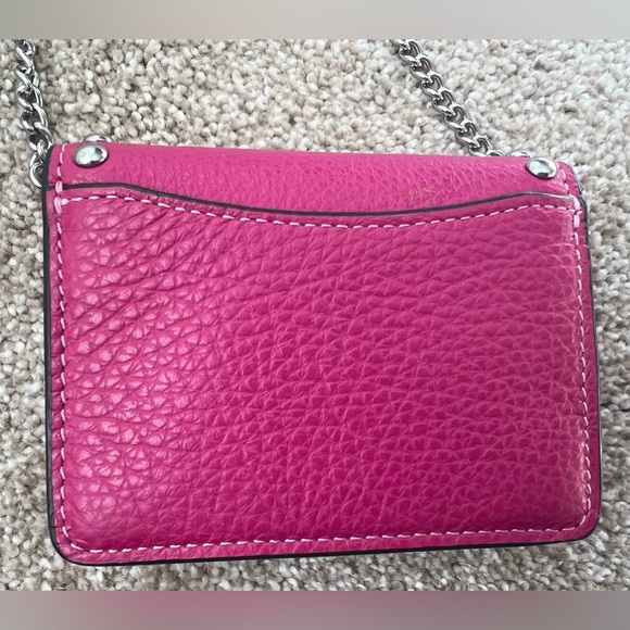 Coach Wallet Crossbody Pink Rivets Chain CN355 Pink Silver RVTS MN WLT ON CHN - Picture 4 of 8